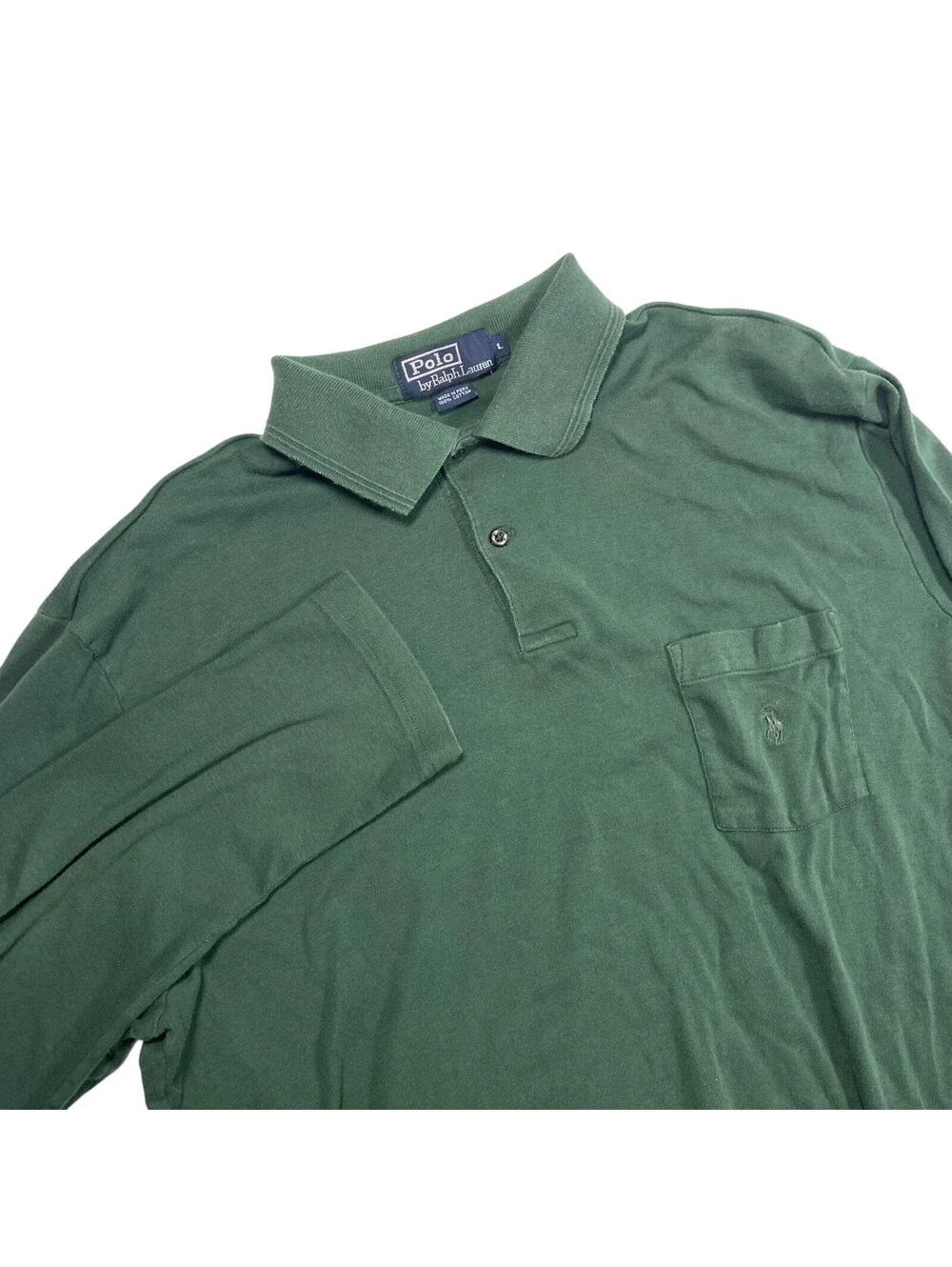Polo Ralph Lauren Men's Long Sleeve Polo Shirt, Green, Size Large, 100% Cotton